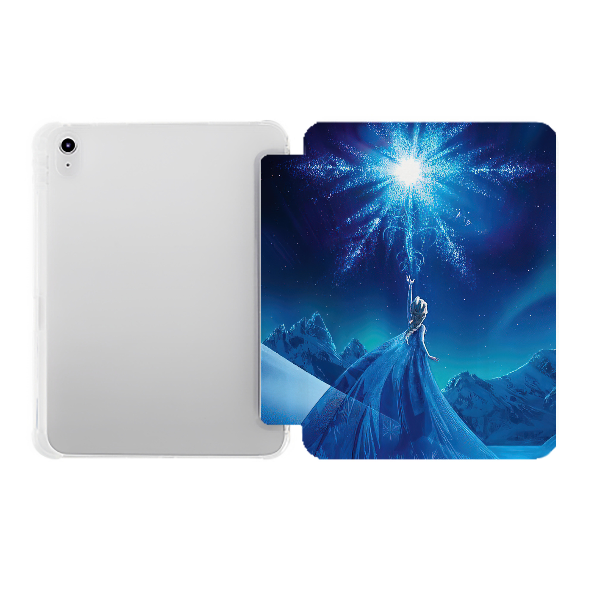 （画像用） アナと雪の女王 アンナ エルサ Frozen Anna Elsa IPad ケース ペン収納付き 三つ折りスタンド PUレザー×シリコン 対応機種9.5/10.5/10.9インチ